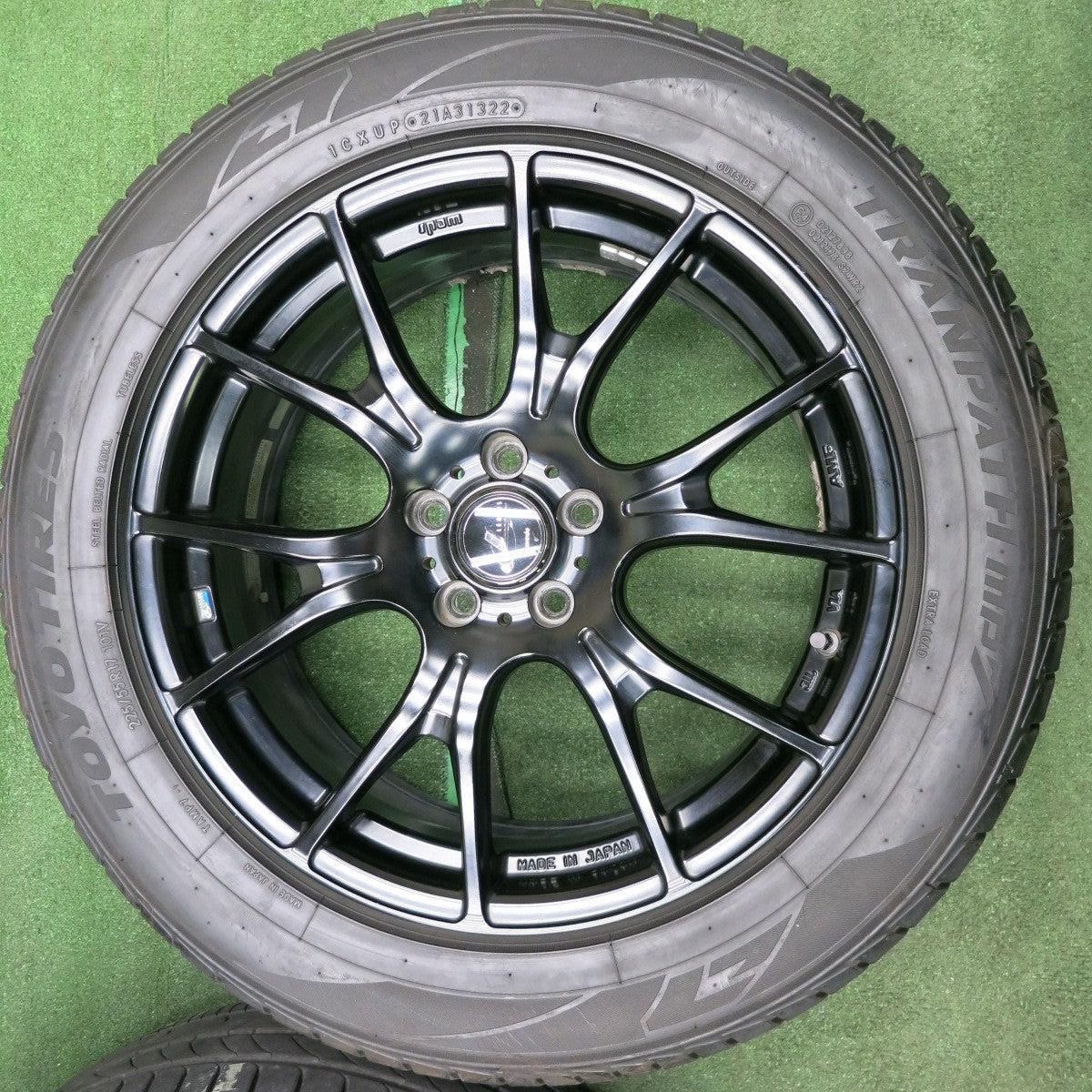 *送料無料* バリ溝！22年！キレイ！9.5分★XV 等 LEONIS AMF 225/55R17 トーヨー トランパス MP7 レオニス 17インチ PCD100/5H★4042606NJノ