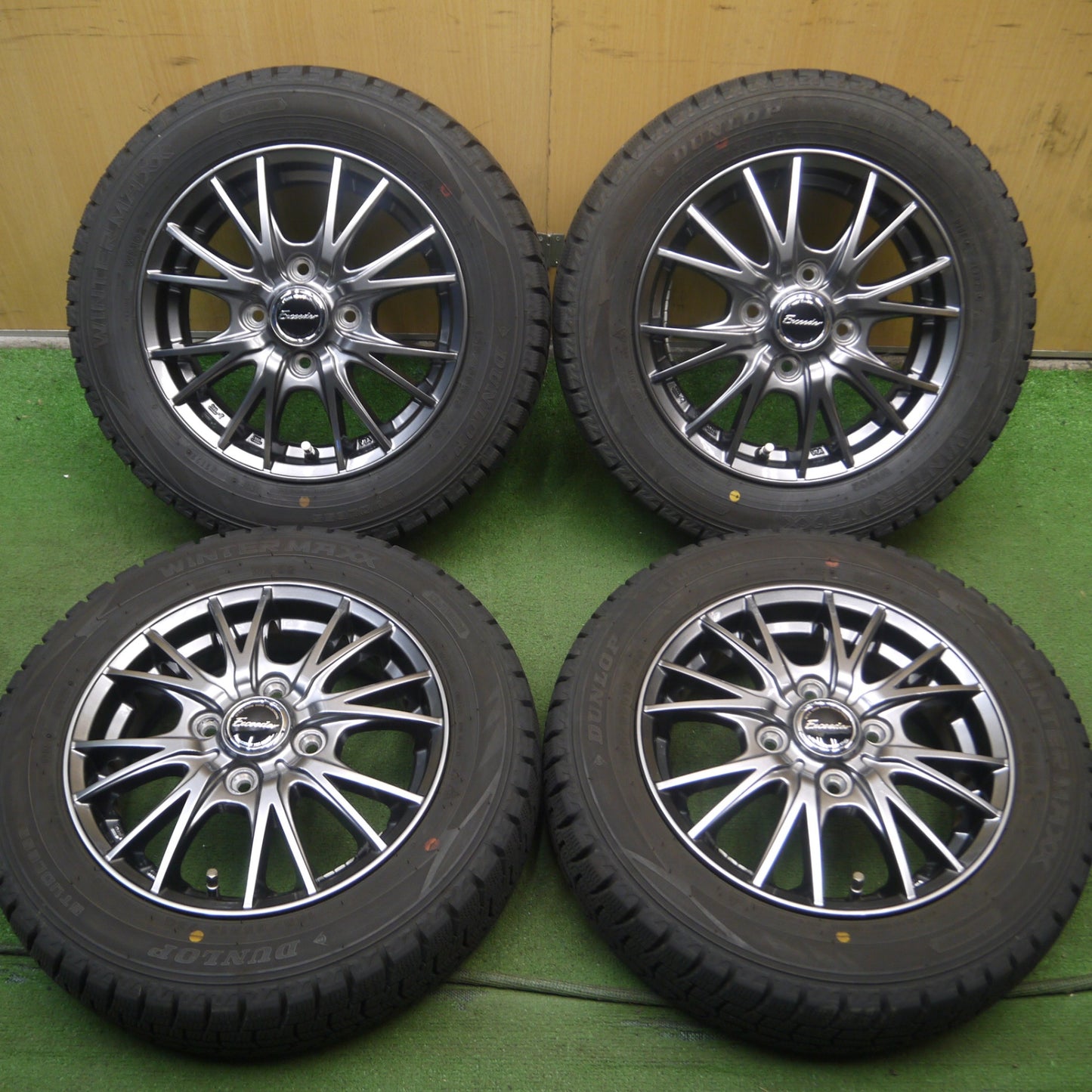 *送料無料* バリ溝！22年！キレイ！9.5分★スタッドレス 155/65R13 ダンロップ ウインターマックス WM02 Exceeder エクシーダー 13インチ PCD100/4H★4062607Hス