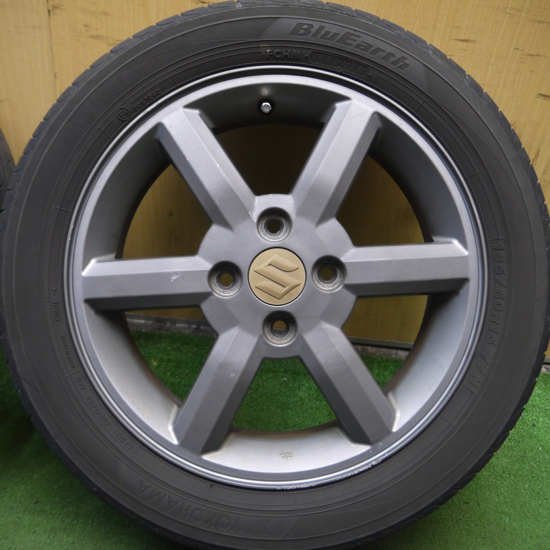 *送料無料* 4本価格★スズキ Kei ワークス 純正 165/60R15 ヨコハマ ブルーアース 15インチ PCD100/4H★4061005Hノ