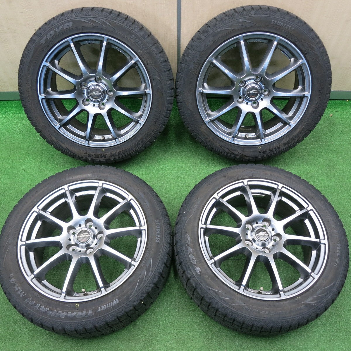 [送料無料] バリ溝！20年！キレイ！9分★スタッドレス 205/55R17 トーヨー ウインター トランパス MK4α SCHNEIDER ATECH シュナイダー 17インチ PCD114.3/5H★4121607TNス