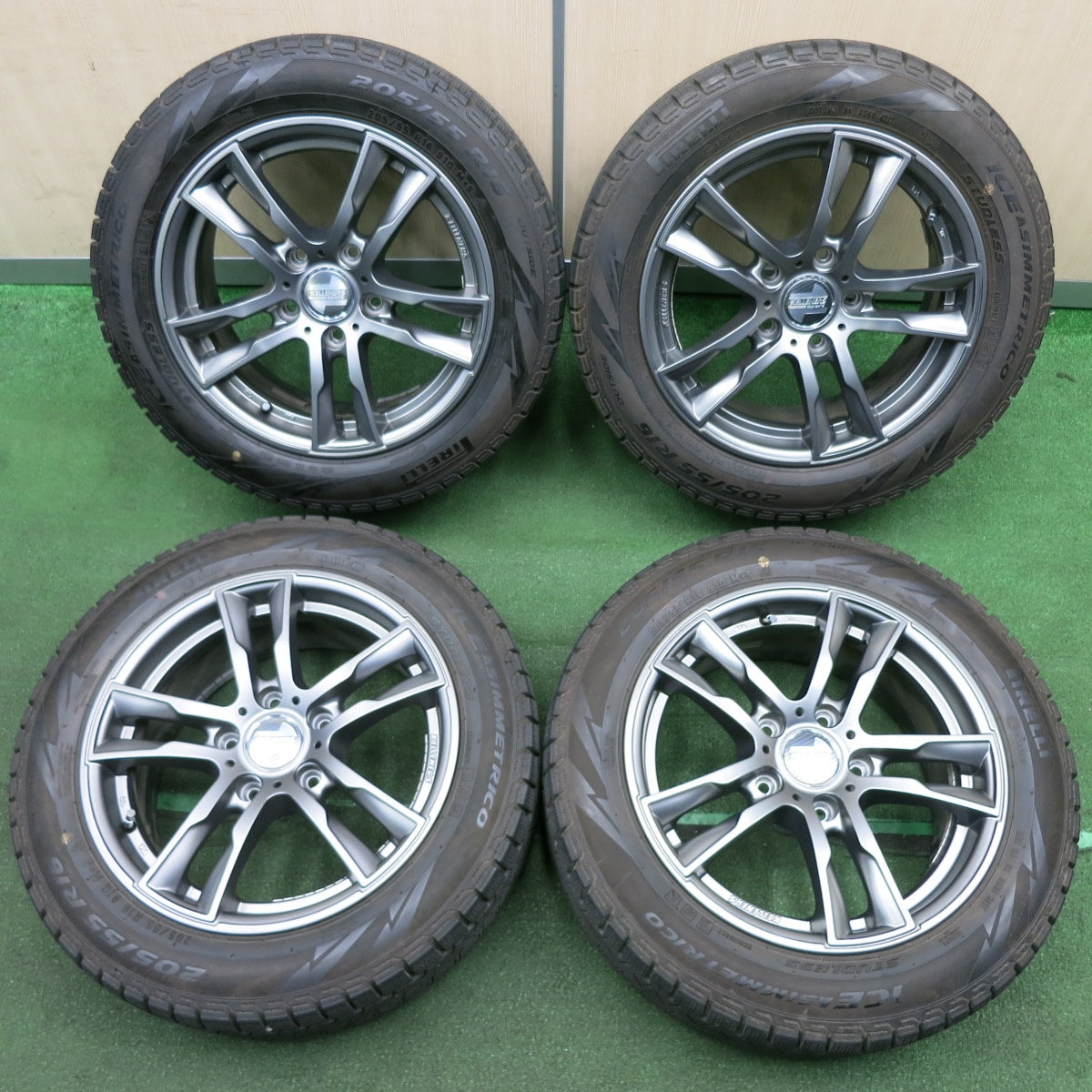 *送料無料* バリ溝！キレイ！9.5分★BMW等 KELLENERS Sport 205/55R16 スタッドレス ピレリ アイスアシンメトリコ ケレナーズ 16インチ PCD120/5H★4041007TNス