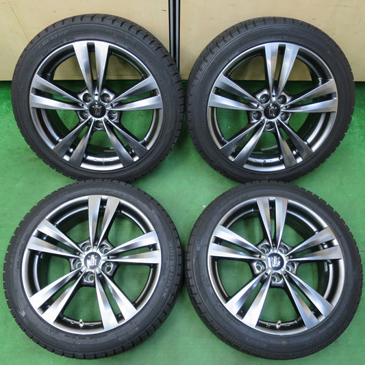 *送料無料* バリ溝！21年！キレイ！9.5分★LEHRMEISTER L-F LOUNGE 225/45R18 スタッドレス ダンロップ ウインターマックス WM02 レアマイスター PCD114.3/5H★4082704イス