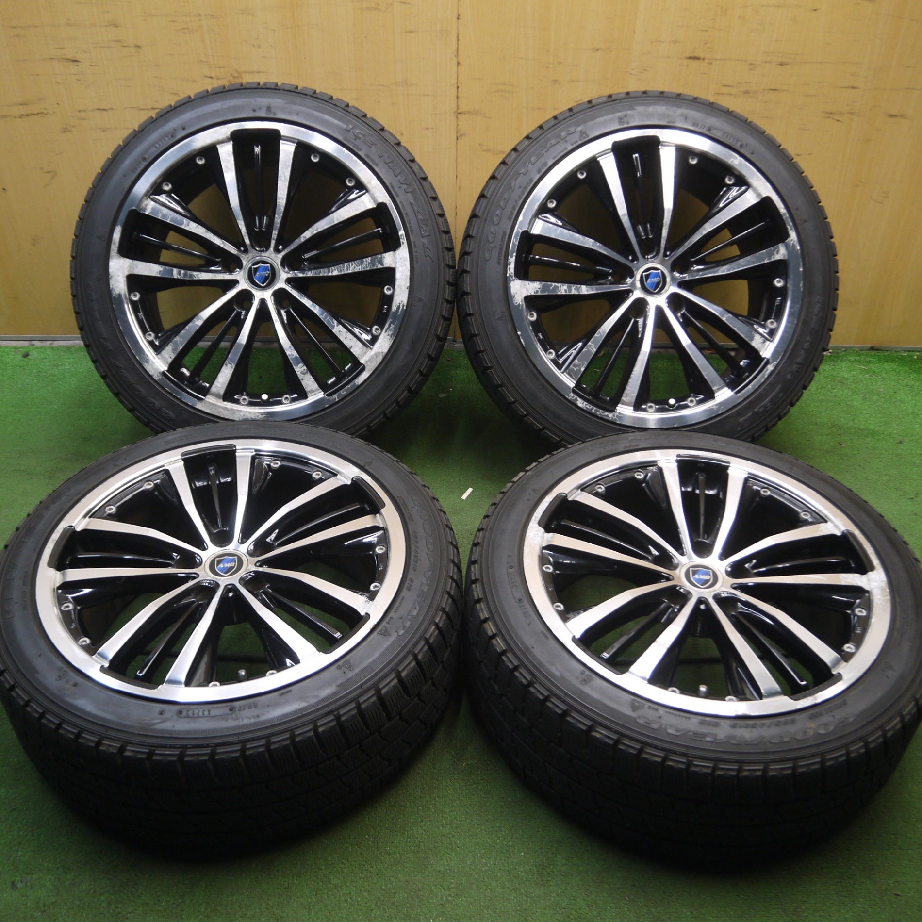 *送料無料* バリ溝！9分★AMD 225/45R18 スタッドレス グッドイヤー アイスナビ ZEA2 AUTO MANIAC DESIGN  18インチ PCD114.3/5H★4040301Hス