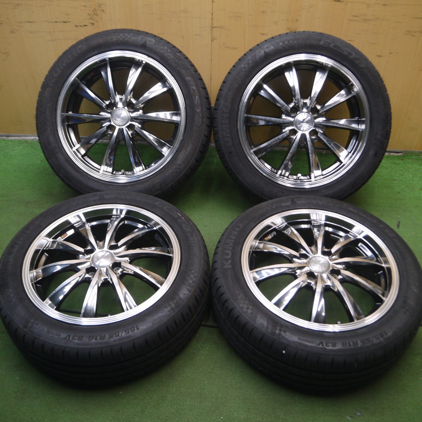 *送料無料* バリ溝！21年！9.5分★LEONIS CX 185/55R16 クムホ エクスタ HS51 LEONIS 16インチ PCD100/4H★4060507Hノ