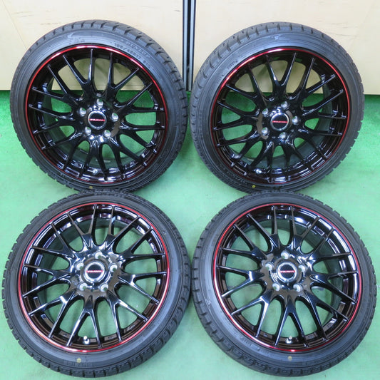 [送料無料] バリ溝！21年！キレイ！9.5分★スタッドレス 195/45R17 ダンロップ ウインターマックス WM02 Leyseen PRAVA 9M レイシーン プラバ PCD114.3/5H★4111105イス