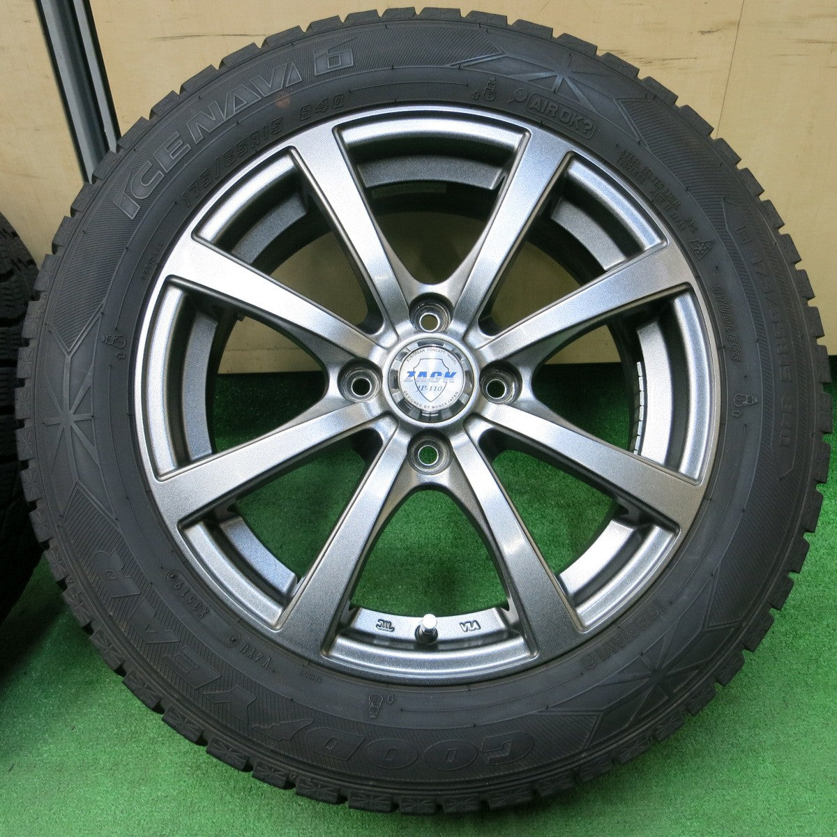 *送料無料* バリ溝！キレイ！8.5分★スタッドレス 175/65R15 グッドイヤー アイスナビ6 ZACK JP-110 MONZA ザック PCD100/4H★4031909イス