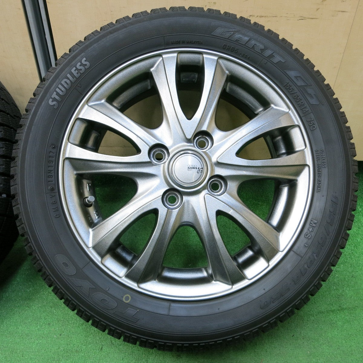 *送料無料* バリ溝！キレイ！9分★スタッドレス 155/65R14 トーヨー ガリット G5 SIBILLA NEXT C5 シビラ 14インチ PCD100/4H★4051409イス