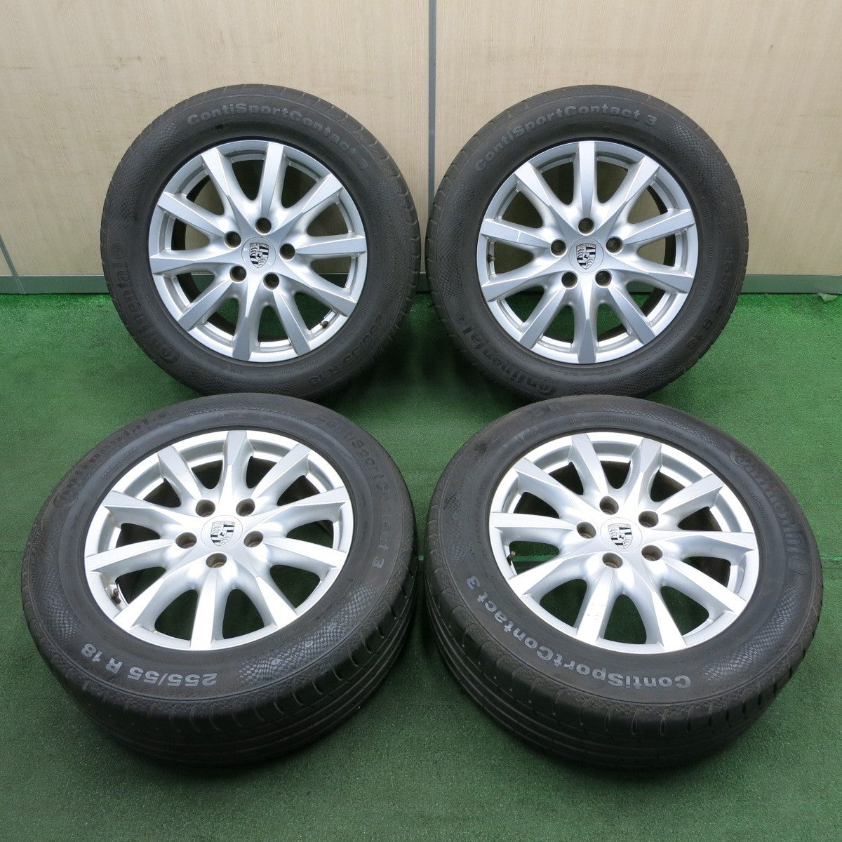 *送料無料* 4本価格★ポルシェ 958 カイエン 純正 BBS 255/55R18 コンチネンタル コンチスポーツコンタクト3 PCD130/5H★4032607TNノ