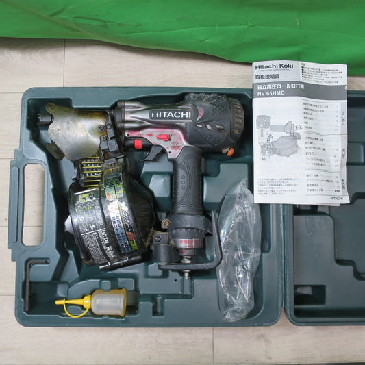 [送料無料] ☆日立工機 65mm 高圧 ロール 釘打機 NV65HMC 釘打ち機 ケース付き HITACHI エア 工具☆