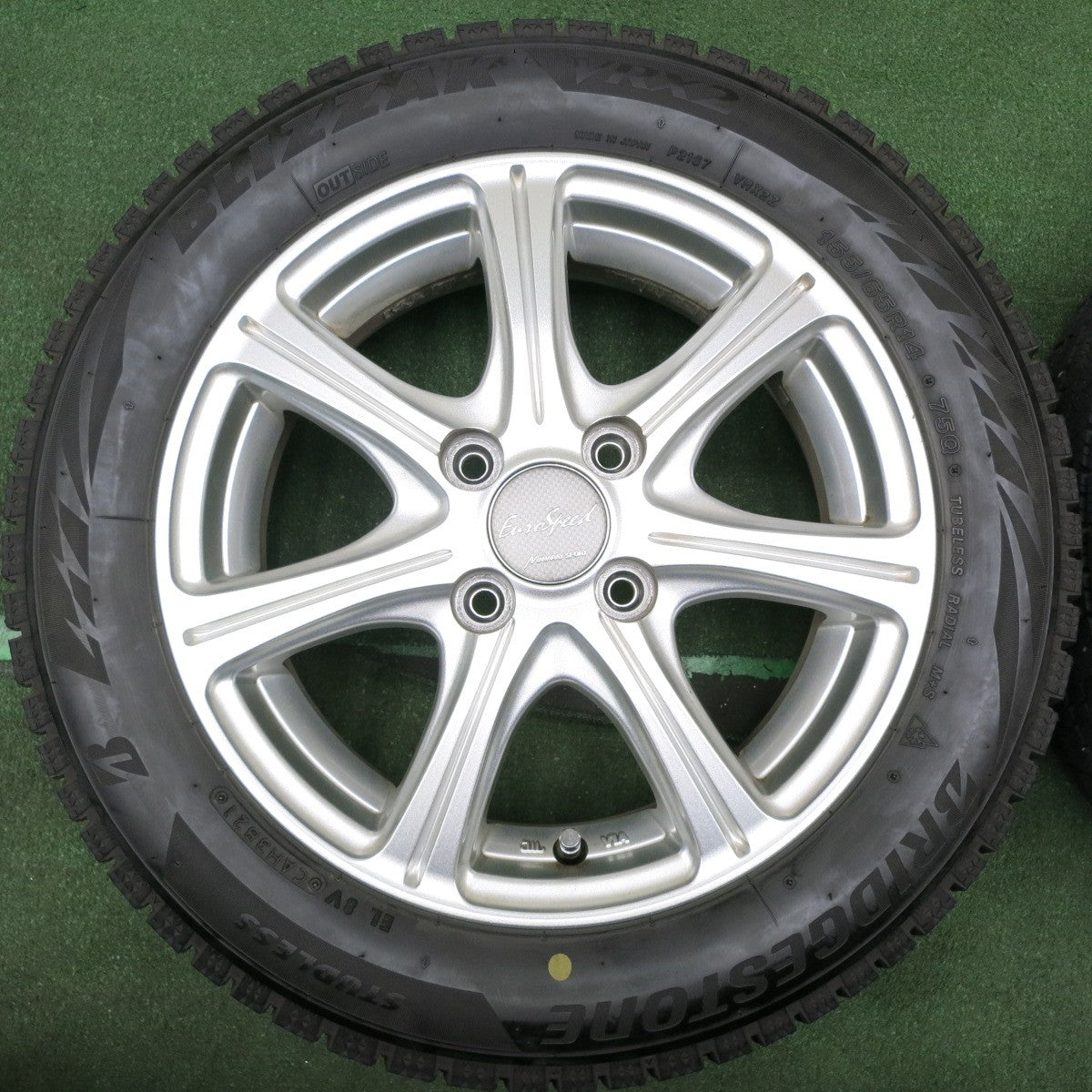 *送料無料* バリ溝！21年！キレイ！9分★スタッドレス 155/65R14 ブリヂストン ブリザック VRX2 EuroSpeed MANARAY SPORT PCD100/4H★4051005NJス