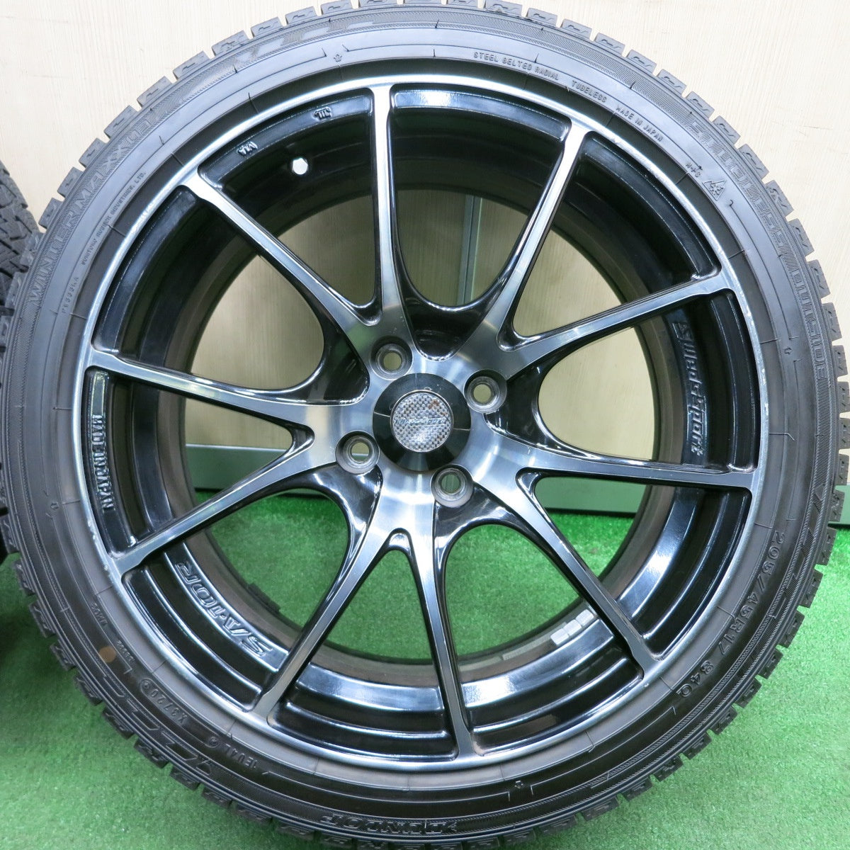 *送料無料* バリ溝！20年！9.5分★Weds Sport SA-10R スタッドレス 205/45R17 ダンロップ ウインターマックス03 ウェッズスポーツ PCD100/4H★4033002HAス