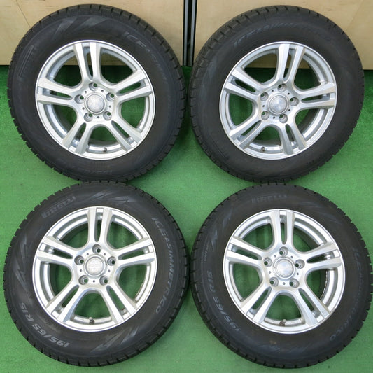 *送料無料* バリ溝！8.5分★スタッドレス 195/65R15 ピレリ アイスアシンメトリコ JOKER ジョーカー 15インチ PCD114.3/5H★4042912イス