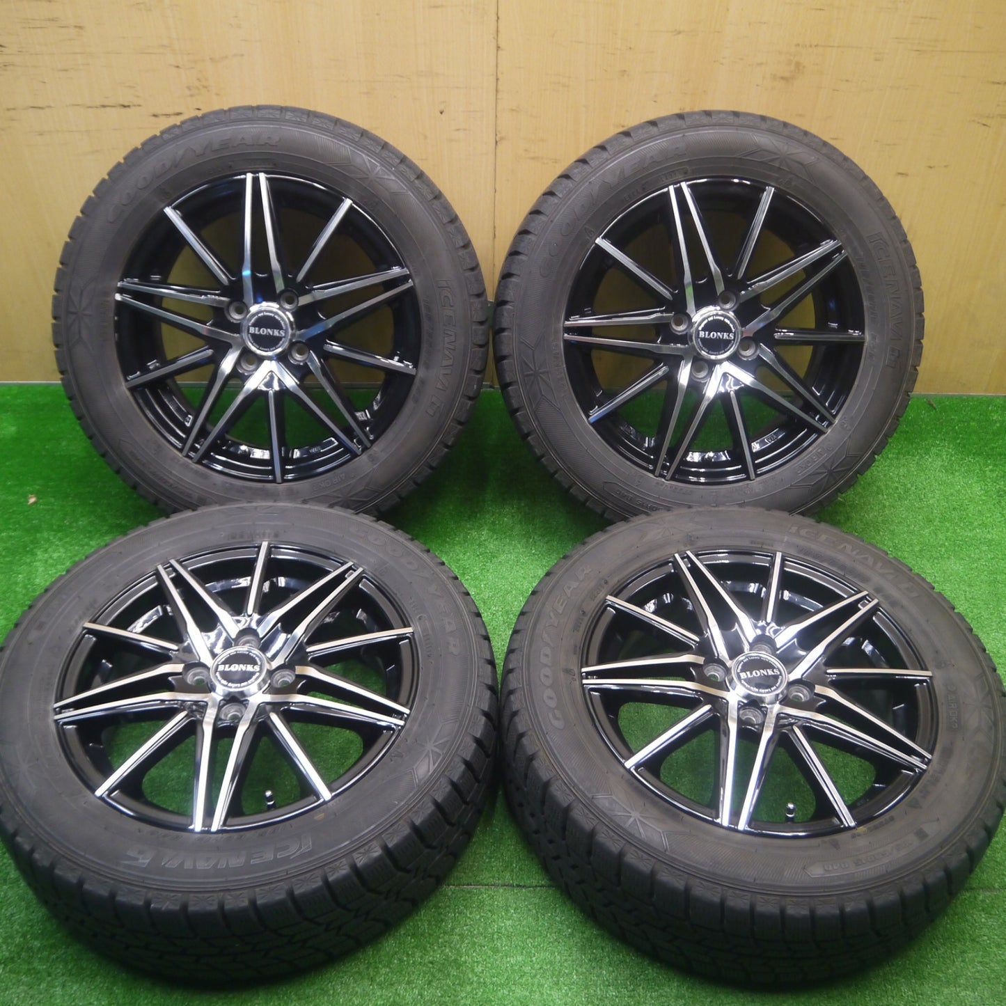 *送料無料* 4本価格★スタッドレス 185/60R15 グッドイヤー アイスナビ6 BLONKS ブロンクス 15インチ PCD100/4H★4090201Hス