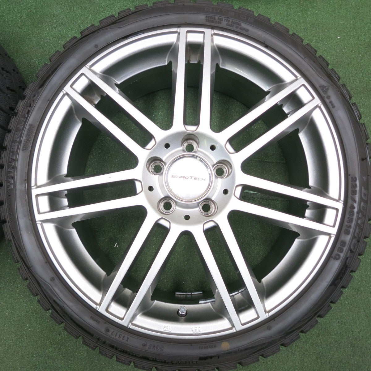 *送料無料* バリ溝！9.5分★ワーゲン等 EUROTECH 225/40R18 スタッドレス ダンロップ ウインターマックス WM01 ユーロテック PCD112/5H★4062502HAス