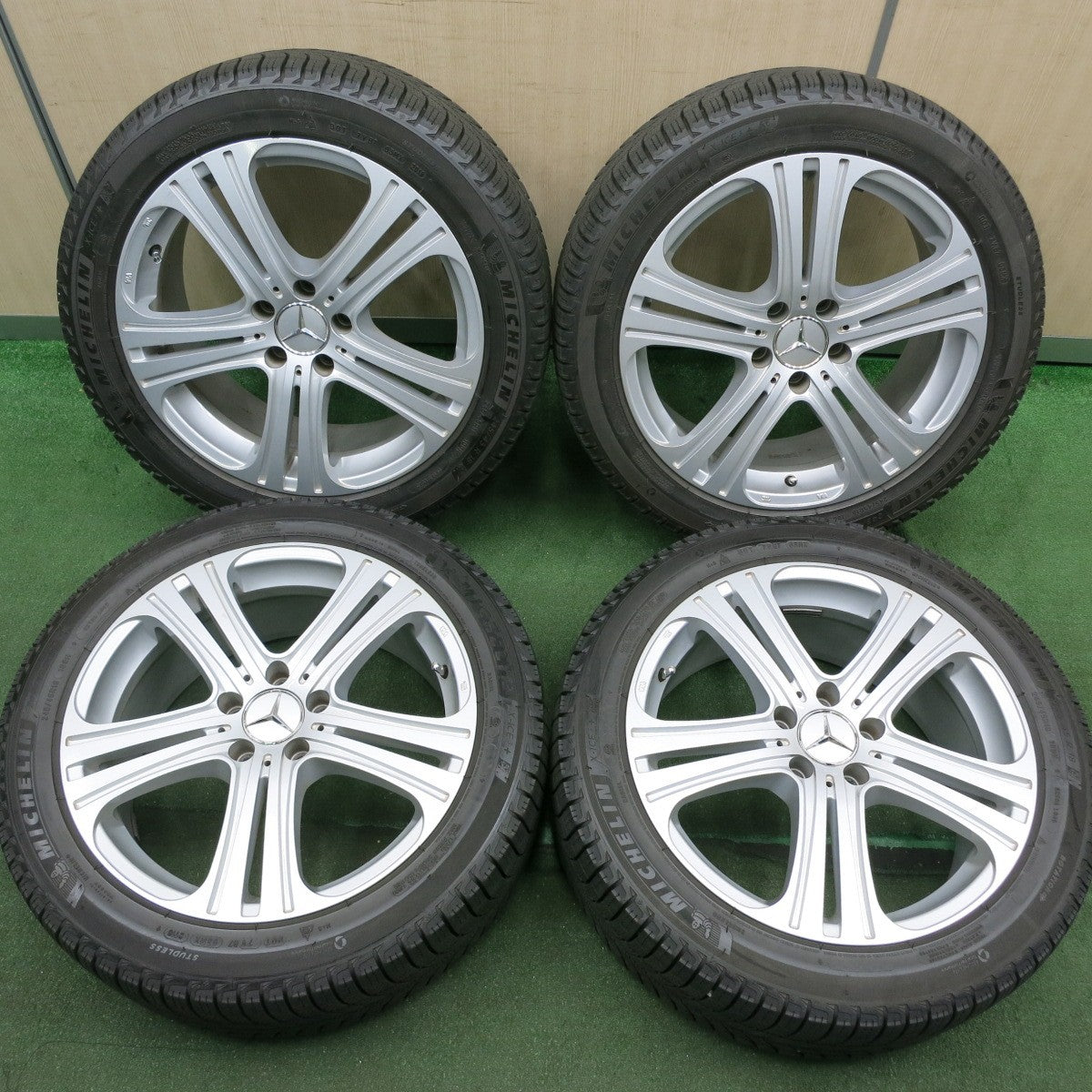 *送料無料* バリ溝！キレイ！8.5分★ベンツ 等 EuroForsch 245/45R18 スタッドレス ミシュラン X-ICE3+ ユーロフォルシュ PCD112/5H★4061601HAス