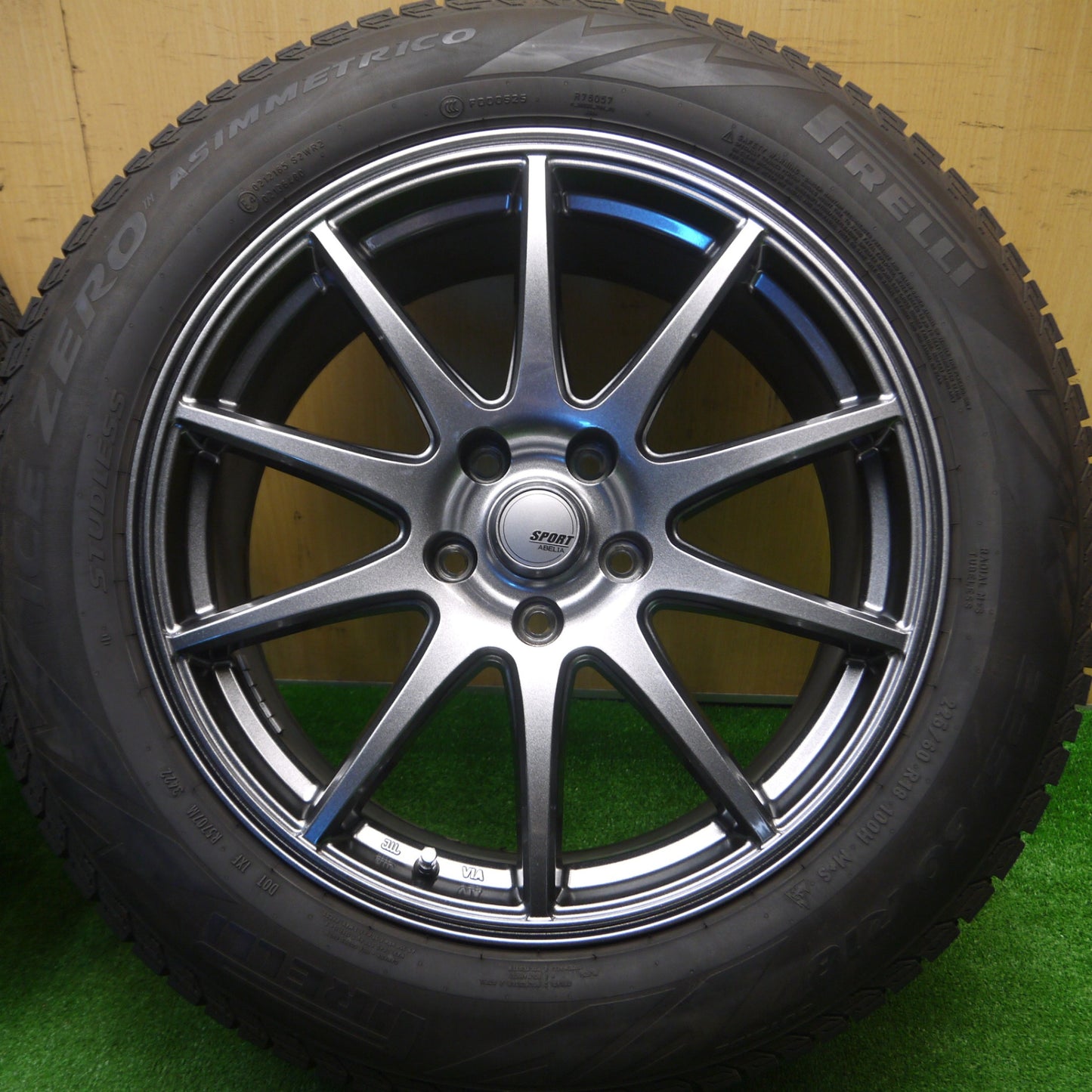 [送料無料] バリ溝!22年!キレイ！8.5分★スタッドレス 225/60R18 ピレリ アイスゼロ アシンメトリコ SPORT ABELIA スポルトアベリア 18インチ PCD114.3/5H★4100106Hス