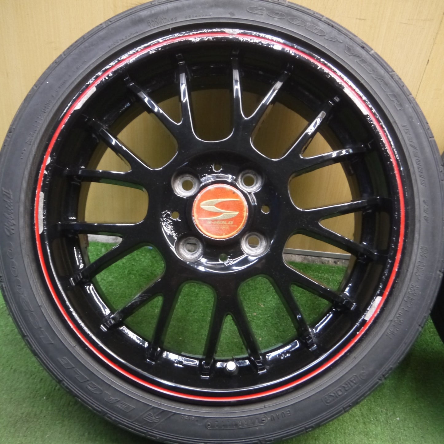 *送料無料* 4本価格★S-HOLD 165/50R15 グッドイヤー イーグル LS2000 hybridⅡ 15インチ PCD100/4H★4031311Hノ