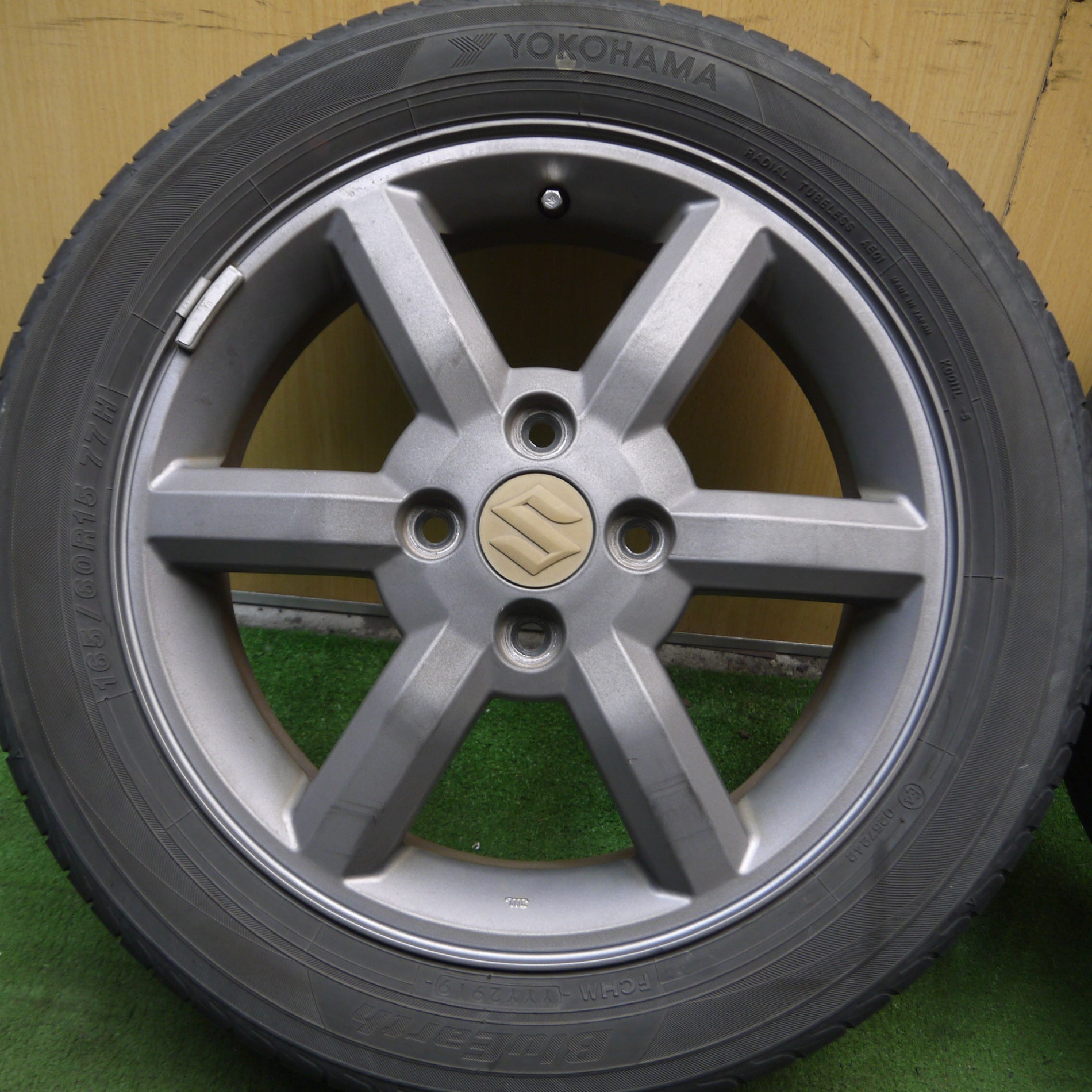 *送料無料* 4本価格★スズキ Kei ワークス 純正 165/60R15 ヨコハマ ブルーアース 15インチ PCD100/4H★4061005Hノ