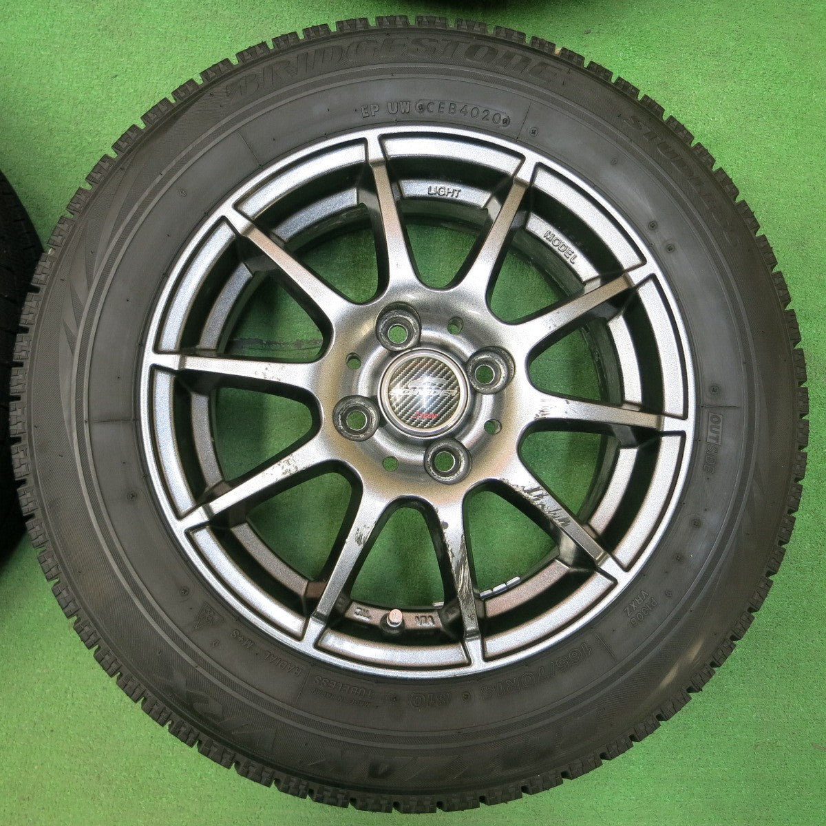 *送料無料* バリ溝！20年！キレイ！ほぼ10分★スタッドレス 165/70R14 ブリヂストン ブリザック VRX SCHNEIDER ATECH シュナイダー PCD100/4H★4041908イス