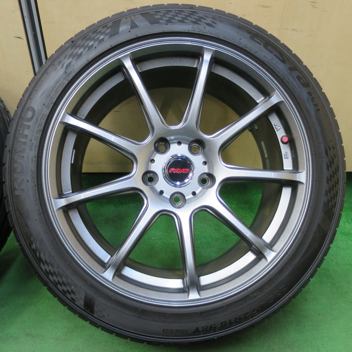 [送料無料] バリ溝！21年！キレイ！9.5分★G.Speed 235/45R18 クムホ エクスタ PS71 G-01 RAYS レイズ Gスピード 18インチ PCD114.3/5H★4101402イノ