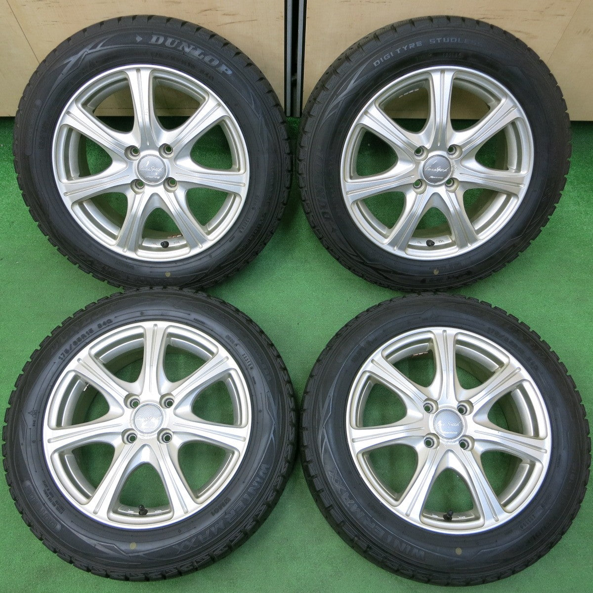 *送料無料* バリ溝！9分★スタッドレス 175/65R15 ダンロップ ウインターマックス WM01 EuroSpeed MANARAY SPORT PCD100/4H★4052310イス