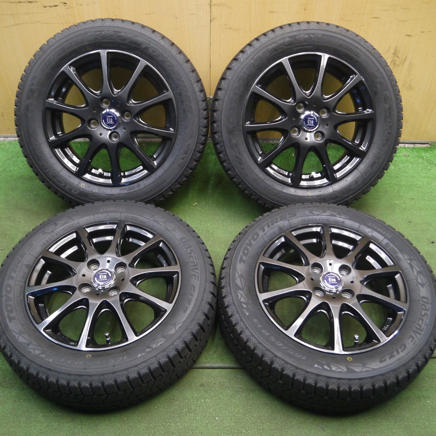 *送料無料* バリ溝！21年！キレイ！ほぼ10分★スタッドレス 165/65R14 トーヨー オブザーブ GIZ2 TIRADO Eta LA STRADA 14インチ PCD100/4H★4031108Hス