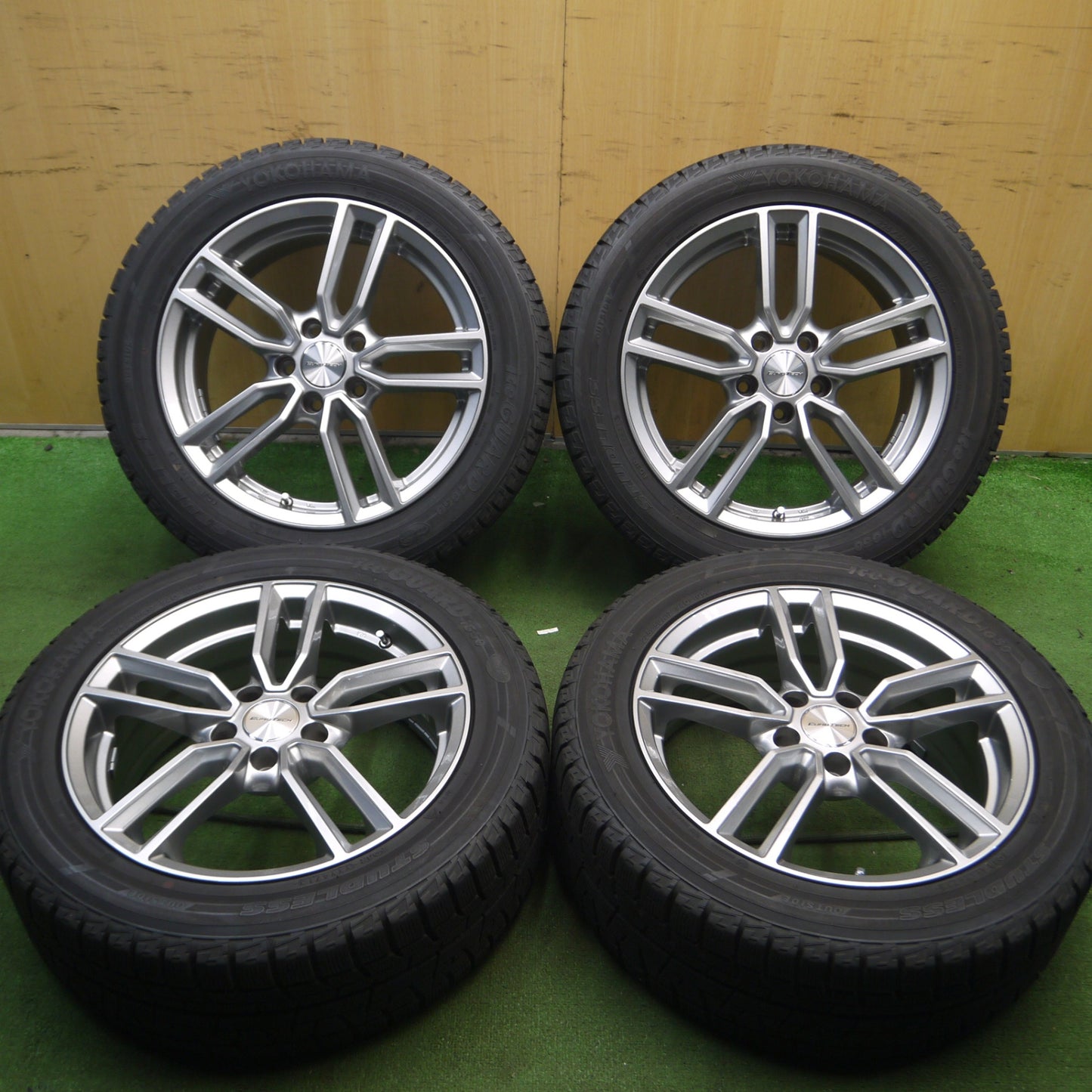 *送料無料* 超バリ溝！キレイ！ほぼ10分★ベンツ 等 EUROTECH 225/50R17 スタッドレス ヨコハマ アイスガード iG50 ユーロテック PCD112/5H★4040213Hス