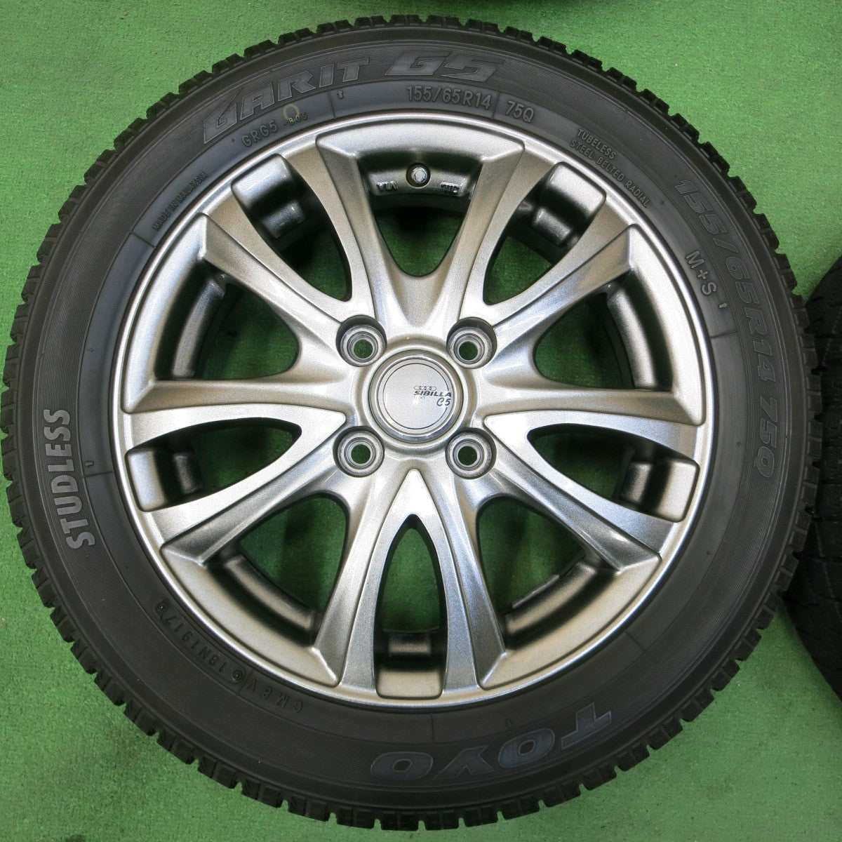 *送料無料* バリ溝！キレイ！9分★スタッドレス 155/65R14 トーヨー ガリット G5 SIBILLA NEXT C5 シビラ 14インチ PCD100/4H★4051409イス