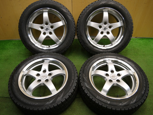 [送料無料] バリ溝！19年！綺麗！9.5分以上★205/55R16 スタッドレス oettinger ピレリ アイスアシンメトリコ プラス PCD112★2030804クス