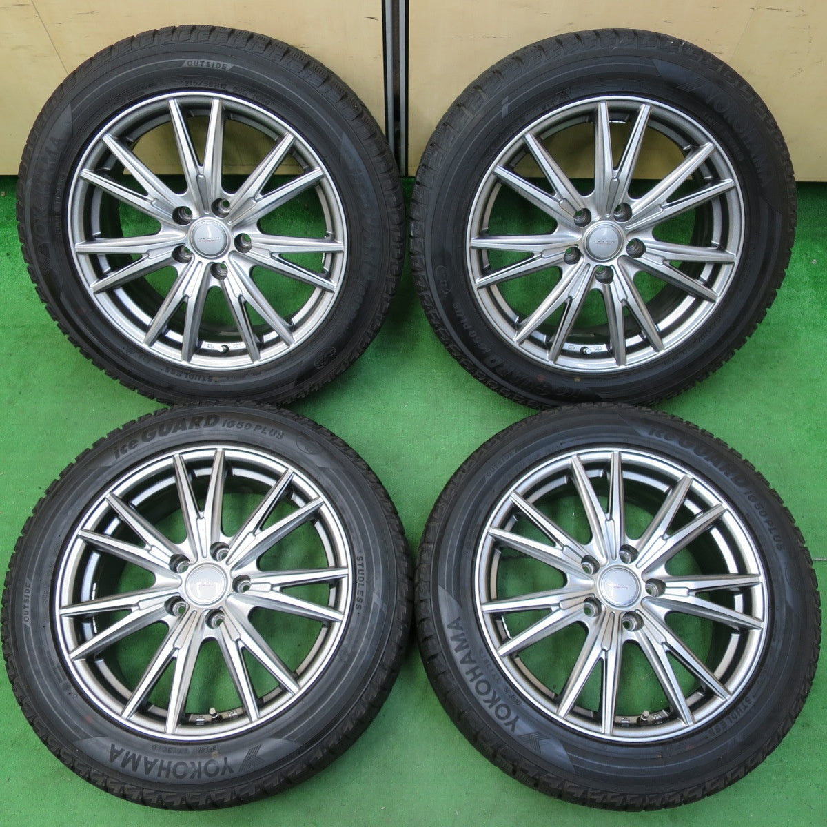 *送料無料* バリ溝！キレイ！9.5分以上★スタッドレス 215/55R17 ヨコハマ アイスガード iG50 プラス VELVA KEVIN ヴェルヴァ PCD114.3/5H★4071607イス