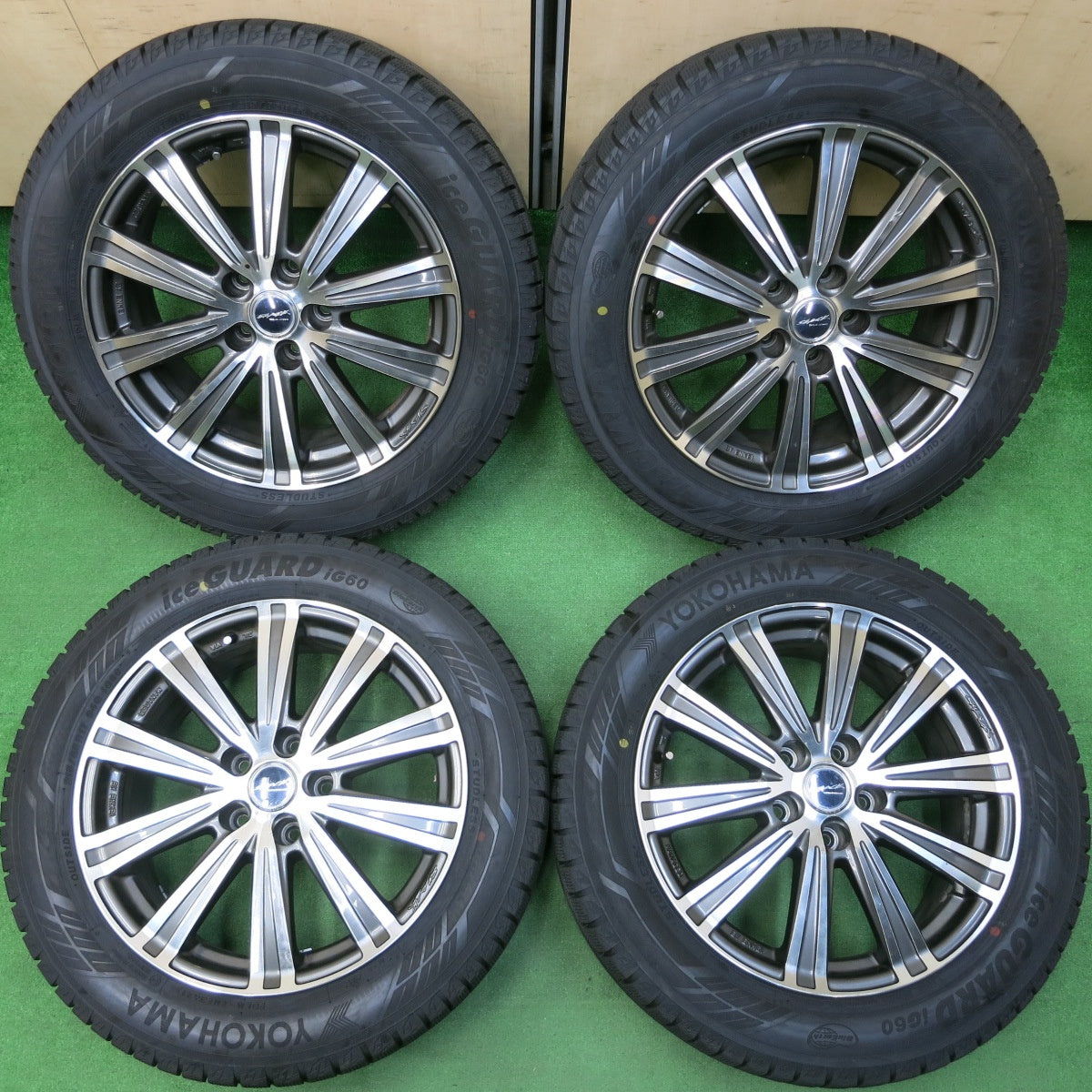 *送料無料* バリ溝！21年！キレイ！ほぼ10分★スタッドレス 215/55R17 ヨコハマ アイスガード iG60 SMACK ENKEI スマック エンケイ PCD114.3/5H★4031503イス