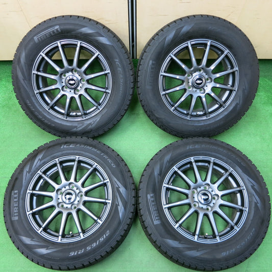 *送料無料* バリ溝！キレイ！ほぼ10分★スタッドレス 215/65R16 ピレリ アイスアシンメトリコ TEAD テッド 16インチ PCD114.3/5H★4051606イス