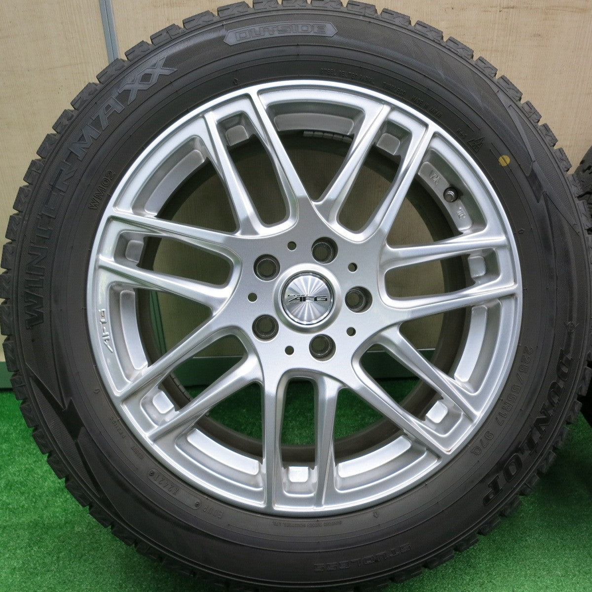 [送料無料] バリ溝！21年！キレイ！9.5分★BMW MINI 等 EURO AFG 225/55R17 スタッドレス ダンロップ ウインターマックス WM02 PCD112/5H★4102904HAス