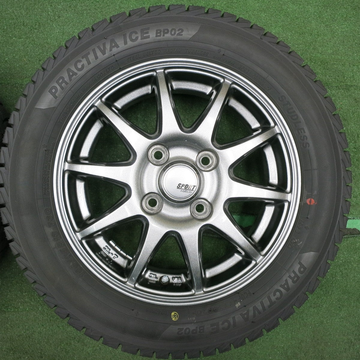 *送料無料* 超バリ溝！20年！ほぼ10分★スタッドレス 155/65R13 プラクティバ アイス BP02 SPORT ABELIA スポーツ アベリア 13インチ PCD100/4H★4050301NJス