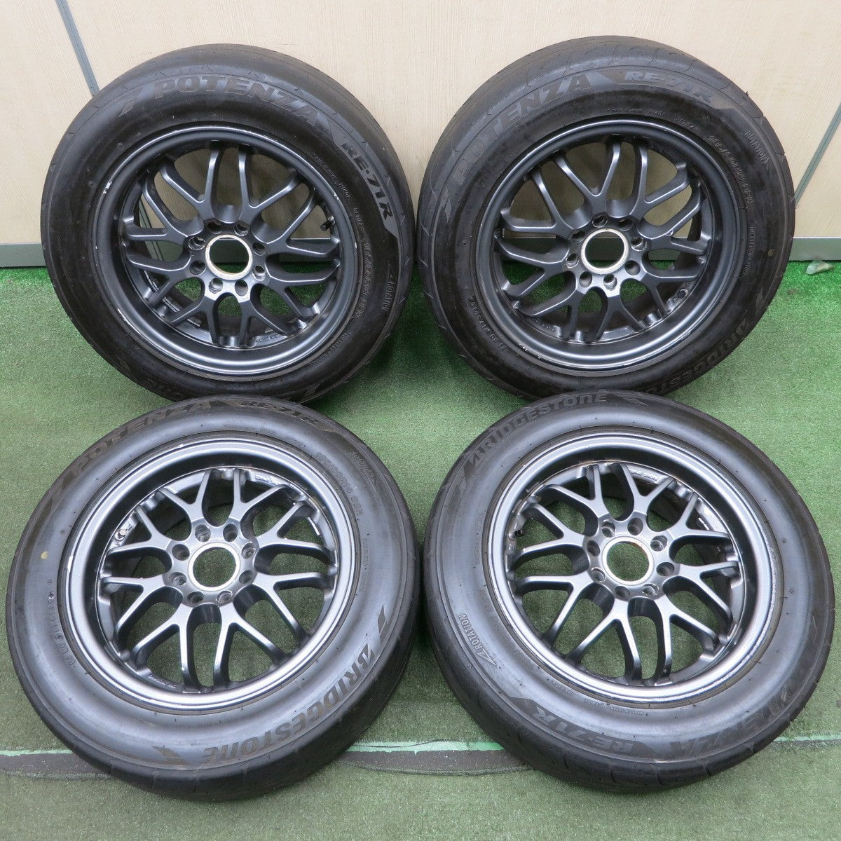 *送料無料* 4本価格★185/60R14 ブリヂストン ポテンザ RE-71R 社外 アルミ 14インチ PCD100/4H★4040312NJノ