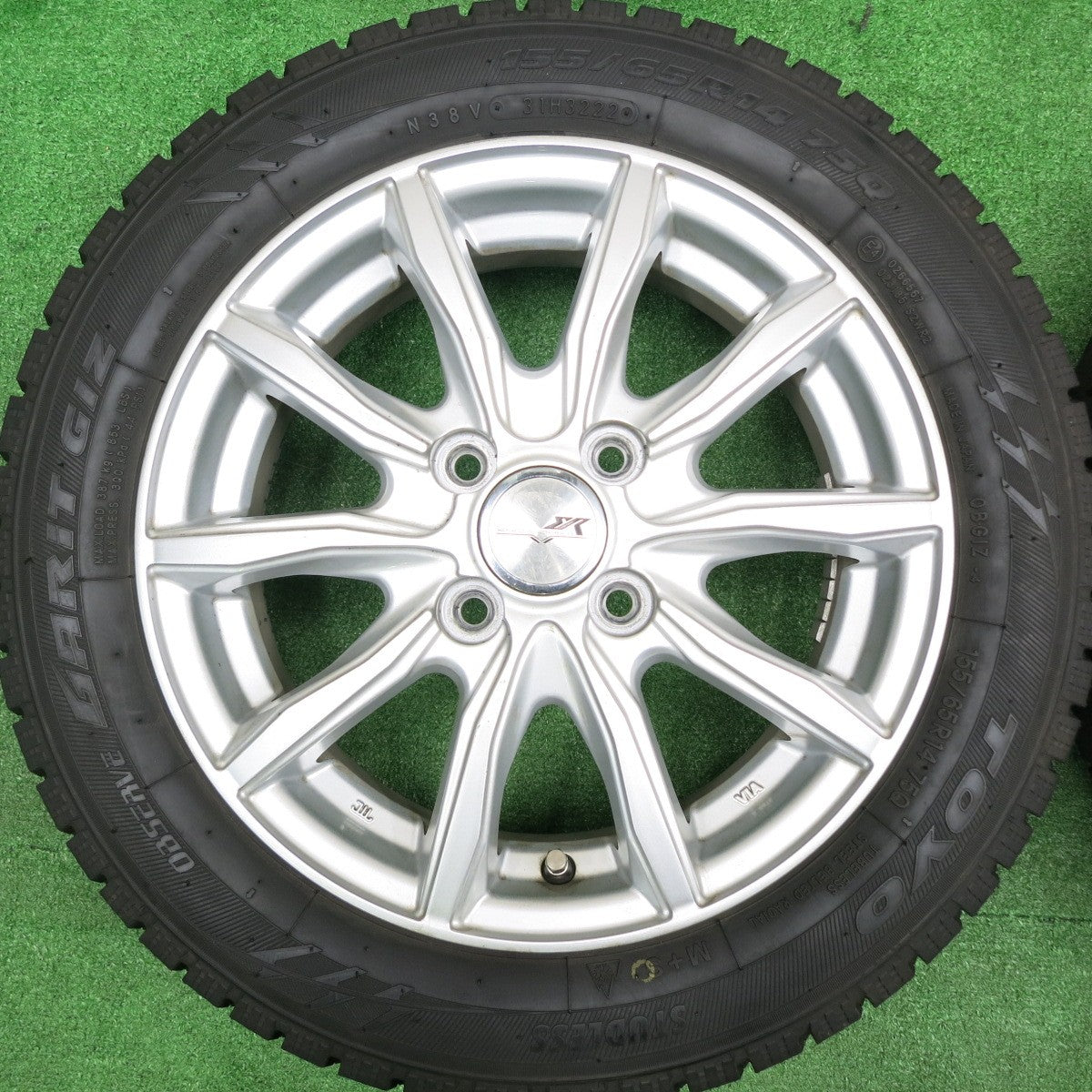 [送料無料] バリ溝！22年！9.5分★スタッドレス 155/65R14 トーヨー オブザーブ ガリット GIZ ENCOUGARⅡ エンクーガー2 14インチ PCD100/4H★4100207HAス