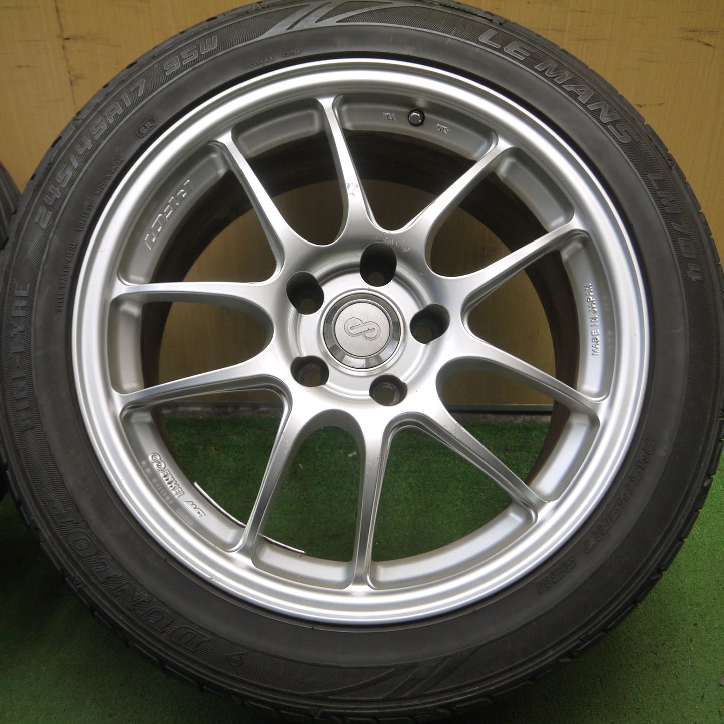 *送料無料* 4本価格★アウディ 等 ENKEI PF01 245/45R17 ダンロップ ルマン LM704 エンケイ 17インチ PCD112/5H★4042404Hノ