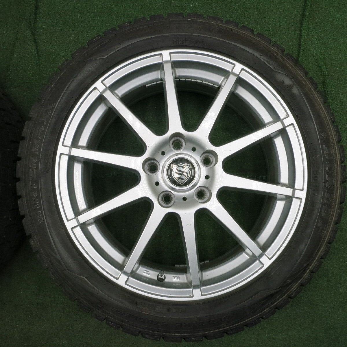 *送料無料* バリ溝！キレイ！9.5分以上★スタッドレス 215/50R17 ダンロップ ウインターマックス WM01 社外 アルミ 17インチ PCD114.3/5H★4062903NJス