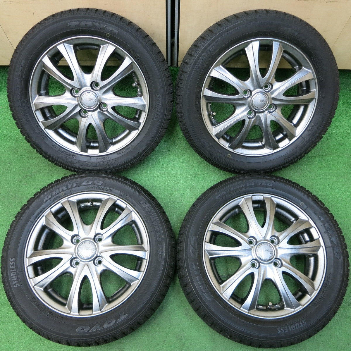 *送料無料* バリ溝！キレイ！9分★スタッドレス 155/65R14 トーヨー ガリット G5 SIBILLA NEXT C5 シビラ 14インチ PCD100/4H★4051409イス