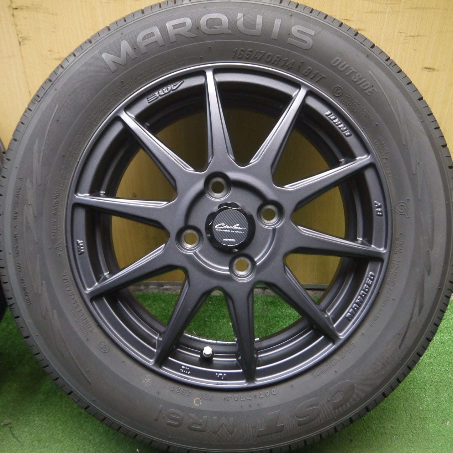 *送料無料* バリ溝！21年！キレイ！9.5分★Circlar AME ENKEI 165/70R14 マーキス CST MR61 サーキュラー エンケイ 14インチ PCD100/4H★4042206Hノ