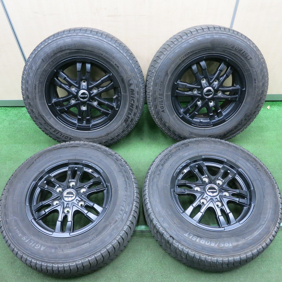 *送料無料* 4本価格★キャラバン等 BISON 195/80R15 スタッドレス ミシュラン AGILIS X-ICE バイソン 15インチ PCD139.7/6H★4050702HAス