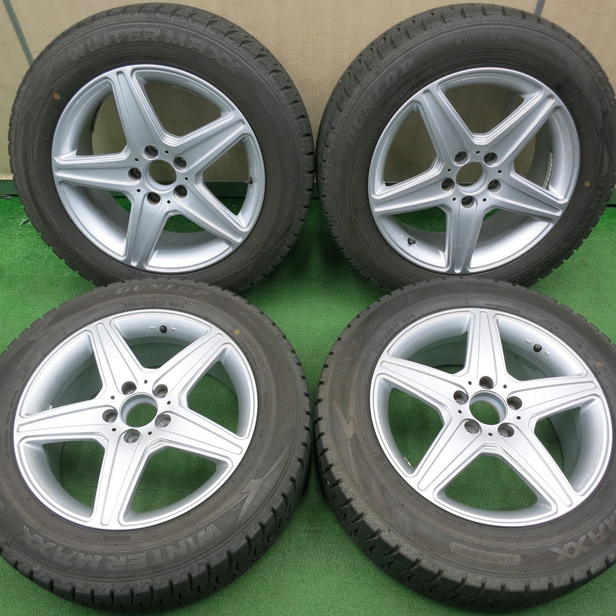 [送料無料] バリ溝！キレイ！9.5分★ベンツ 等 AGA Burg 215/60R17 スタッドレス ダンロップ ウインターマックス WM02 17インチ ブルグ PCD112/5H★5012103NJス