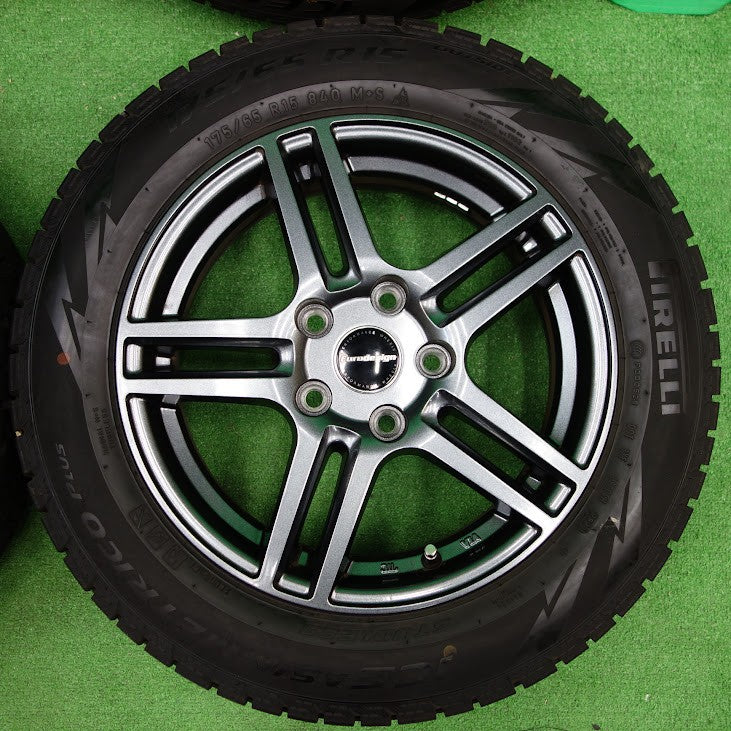 *送料無料* バリ溝！キレイ！21年製 9.5分以上★175/65R15 スタッドレス ピレリ アイスアシンメトリコ プラス Eurodesign ユーロデザイン PCD112/5H★3100701TNス