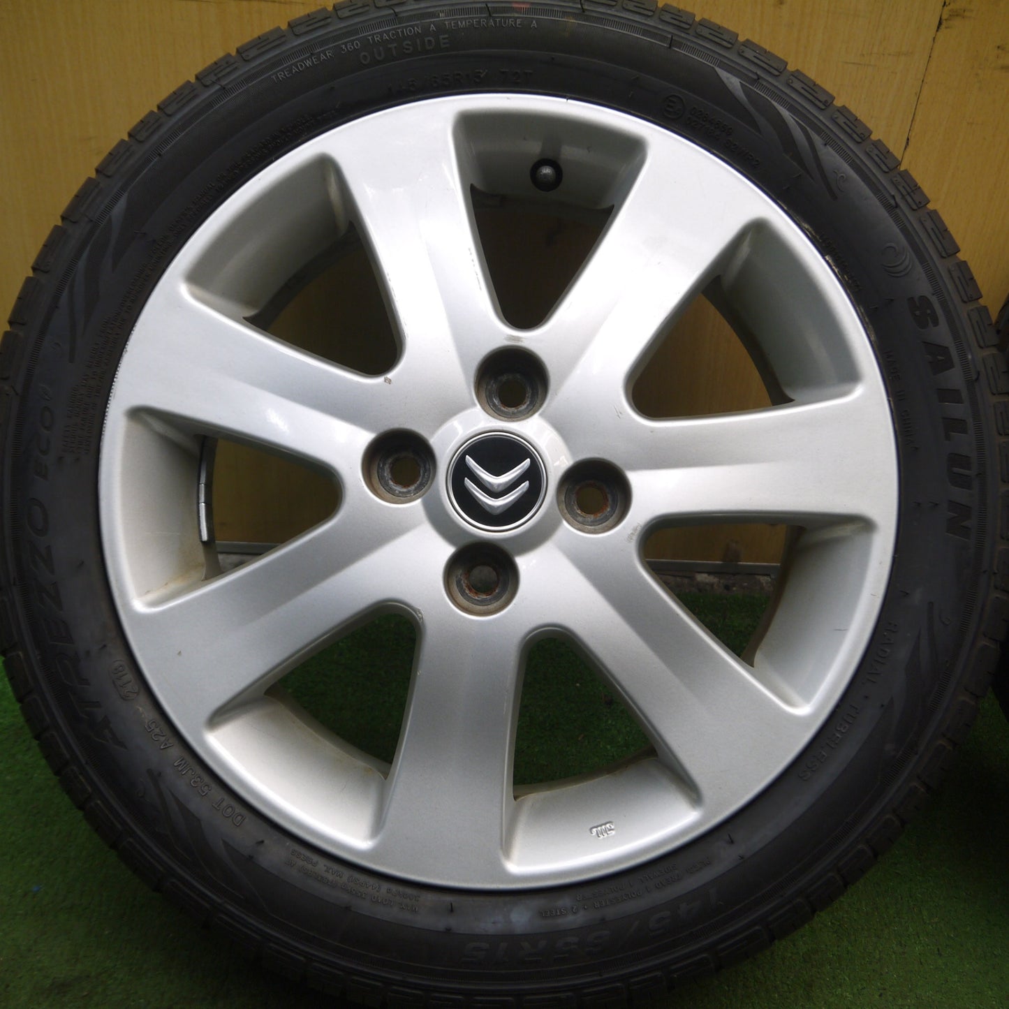 *送料無料* バリ溝！9.5分★三菱 アイミーブ i-MiEV 純正 145/65R15 175/55R15 サイルン ATREZZO ECO PCD100/4H シトロエン★4040802Hノ