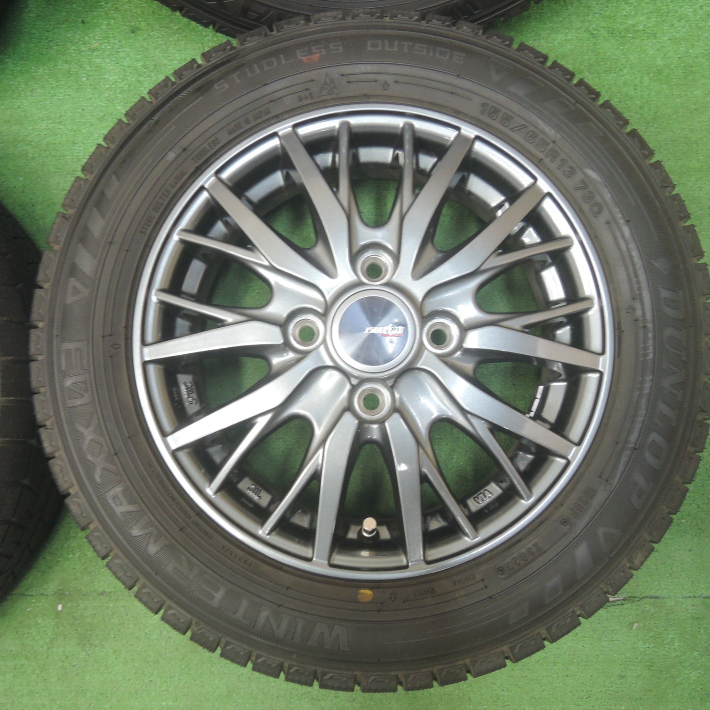 *送料無料* バリ溝！22年！キレイ！ほぼ10分★スタッドレス 155/65R13 ダンロップ ウインターマックス03 ravrion RM01 ラブリオン PCD100/4H★4070403SYス