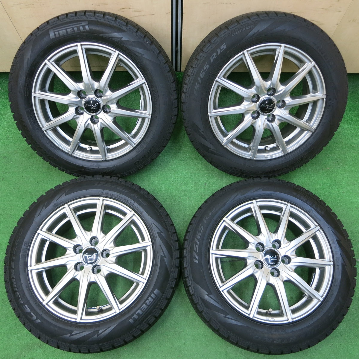 *送料無料* バリ溝！キレイ！8.5分★スタッドレス 175/65R15 ピレリ アイスアシンメトリコ Euro-S Stream MiD マルカ 15インチ PCD100/5H★4052808イス