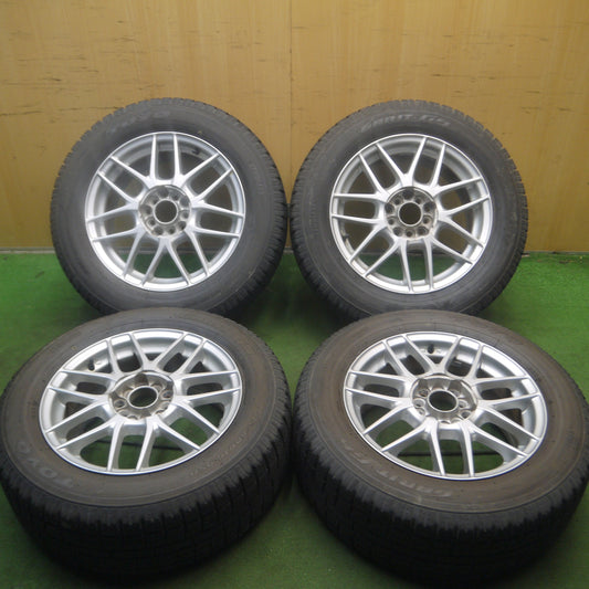 *送料無料* バリ溝！9.5分★スタッドレス 215/60R16 トーヨー ガリット G5 社外 アルミ 16インチ PCD100 114.3/5H マルチ★4072406Hス