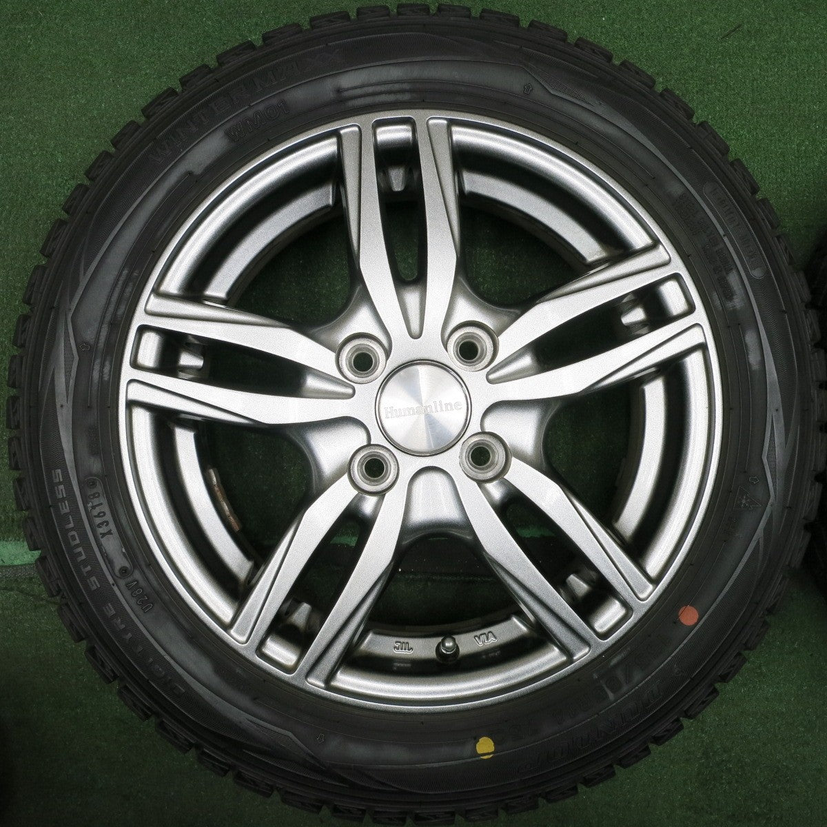 *送料無料* 4本価格★スタッドレス 155/65R14 ダンロップ ウインターマックス WM01 Humanline ヒューマンライン PCD100/4H★4040302NJス