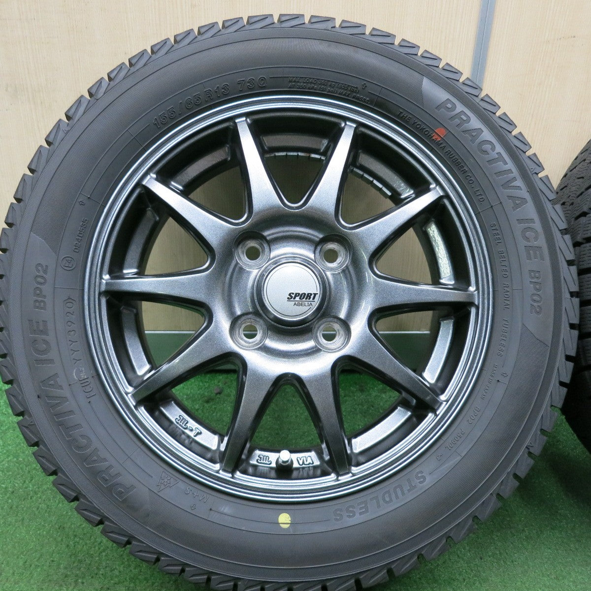 *送料無料* 超バリ溝！20年！ほぼ10分★スタッドレス 155/65R13 プラクティバ アイス BP02 SPORT ABELIA スポーツ  アベリア 13インチ PCD100/4H★4050301NJス