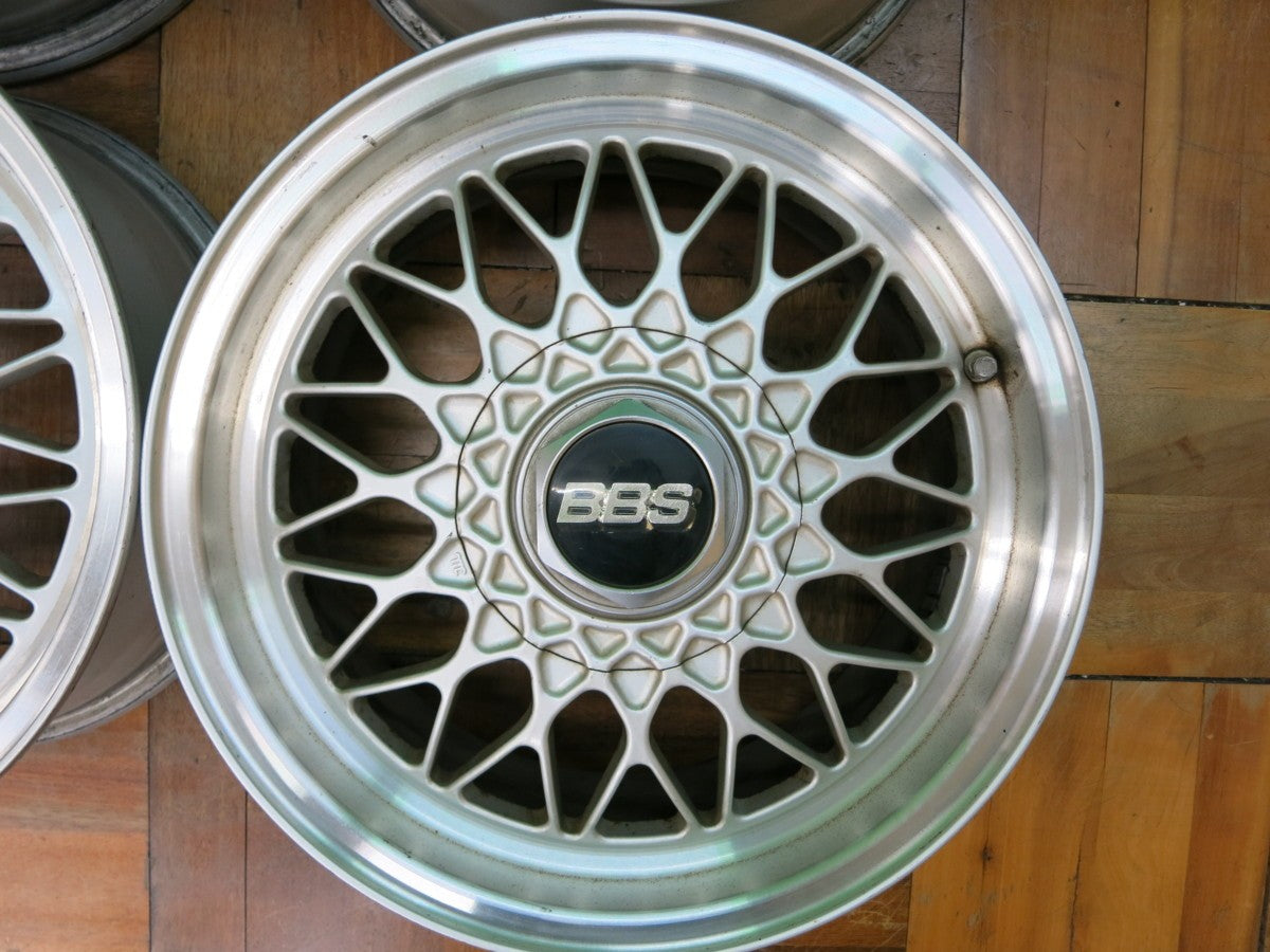 *送料無料* 4本価格 当時物 希少★BBS RS マツダ RX-7 FC3S 純正 OP アルミ ホイール 6.5J×15 PCD114.3/5H★2032307ヒホ